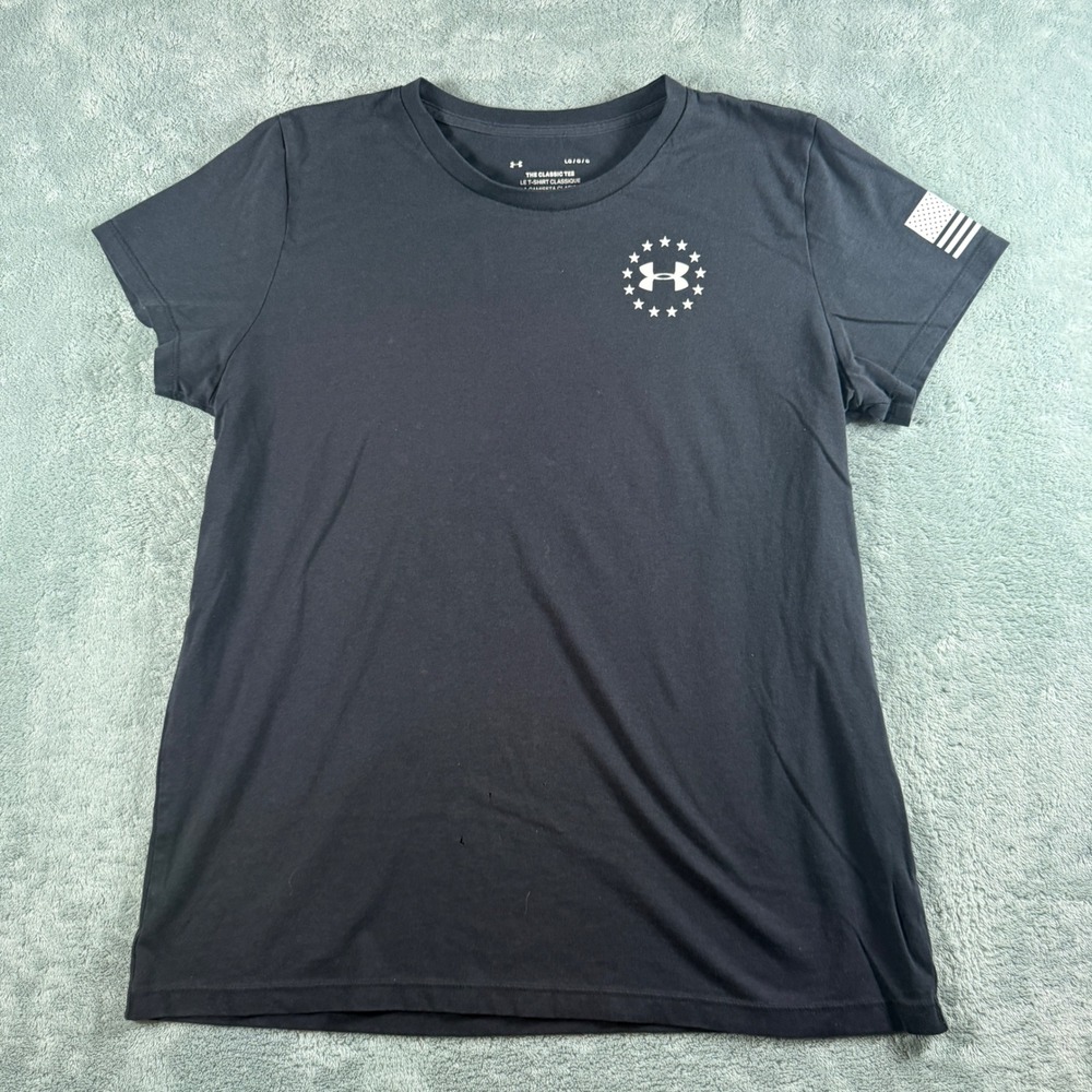 Under Armour Freedom Classic Tee Black Stars Flag Graphic T-Shirt Large LG